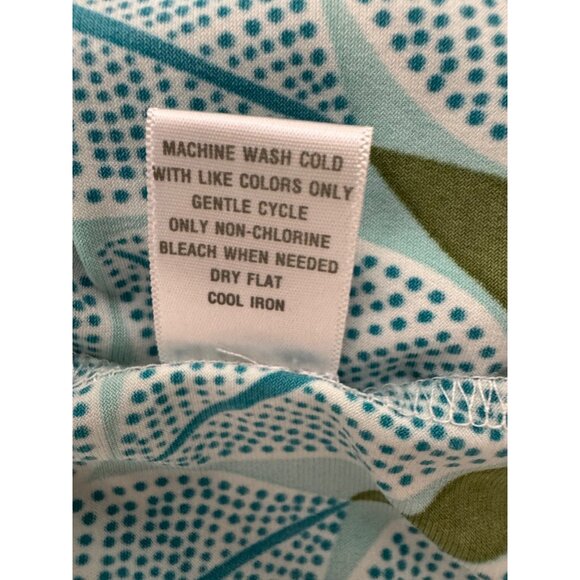 Dressbarn Aqua Print Halter Keyhole Neckline Summer Dress Size 14 Sundress Party - Picture 7 of 7